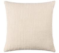 Yard furn Lark Funda De Cojín - Suave Minimalista Texturizado Muselina Algodón Funda Decorativa (Natural - 45x45cm)