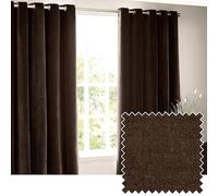 Yard Heavy Chenille Par De Cortinas con Ojales - Suave Filtrado De Luz Terciopelo Cortinas (Marrón - Ancho 168 x Largo 229cm)