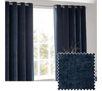 Yard Heavy Chenille Par de Cortinas de Ojetes- Cortinas de Terciopelo Suave Que filtran la luz (Azul Marino - 117x183cm)