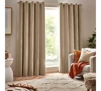 Yard Heavy Chenille Par de Cortinas de Ojetes- Cortinas de Terciopelo Suave Que filtran la luz (Natural - 117x137cm)