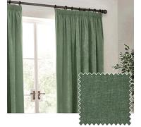 Yard Heavy Chenille Plisado De Lápiz Par De Cortinas - Suave Filtrado De Luz Terciopelo Cortinas (Eucalipto - Ancho 168 x Largo 183cm)