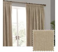 Yard Heavy Chenille Plisado De Lápiz Par De Cortinas - Suave Filtrado De Luz Terciopelo Cortinas (Natural - Ancho 168 x Largo 137cm)