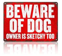 Yard Sign Beware Of Dog And Owner Funny Metal Humor 8x12 Inch