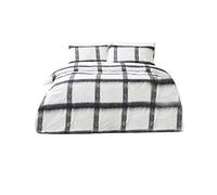 Yard The Line Mohair Check Single Duvet Cover Set, Cotton, Natural/Black