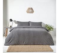 Yard The Linen Chevron Tuft King - Juego de Funda de edredón, algodón, Color Gris