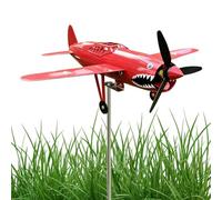 Yard Wind Spinner - Shark Mouth Airplane Decor Warplane | Weathervane Metal Windmill Rust Resistant Outdoor Garden Porch Lawn Stake Rotating Display for 4th July, Veterans, Aviation, Theme