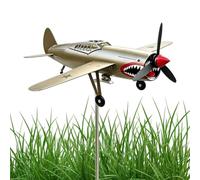 Yard Wind Spinner - Shark Mouth Airplane Decor Warplane | Weathervane Metal Windmill Rust Resistant Outdoor Garden Porch Lawn Stake Rotating Display for 4th July, Veterans, Aviation, Theme