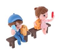 Yardenfun 1 Par De Figuras De Pareja En Miniatura, Estatua DIY De PVC, Pequeña Escultura De Pareja Sentada En Un Banco para Selfis, Figuras De Hadas De PVC para Jardín, Decoración De