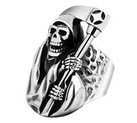 Yardenfun 1 Pc Anillo de guadaña de la muerte anillos de halloween os para hombre os de unión os punkyes os fantasma o masculino o femenino aleación Silver
