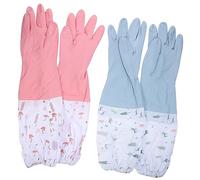 Yardenfun 2 Guantes de Cocina Impermeables de Goma Antideslizantes Forro de Felpa Cálida Protección Larga para Limpieza Jardinería y Lavado de Platos Colores Color Aleatorio