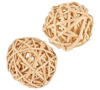 Yardenfun 2 Piezas Bolas de Ratán Decorativas de Mimbre para Fiesta y Bar, Diseño Creativo DIY, Adornos Naturales para Decoración Navideña y Ambiente Festivo