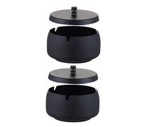 Yardenfun 2 Piezas Cenicero de Acero Inoxidable con Tapa Prueba de Viento Portátil y Resistente de Unidades para Hogar Oficina y Actividades Diseño Compacto y Fácil Limpieza