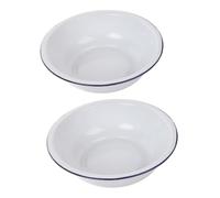 Yardenfun 2 Piezas Enamel Washing Bowl Mixing Basin Heavy Duty Food Prep Salad Dough Serving Basin For Kitchen Home Use