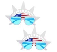 Yardenfun 2 Piezas Gafas de Fiesta Patrióticas Pzs Diseño Bandera Americana y Estatua Accesorios para Adultos Ligeras y Cómodas para Celebraciones Julio y Día