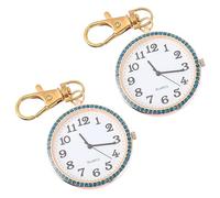 Yardenfun 2piezas Reloj De Bolsillo Gran Pantalla Diseño Elegante Llavero Clip y Gemas De Imitación