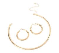 Yardenfun 3piezas Conjunto De Collar y Pendientes De Aro Grandes Estilo Bohemio Collar De Gargantilla Circular Minimalista y Aretes De Círculo Para Mujer Para Eventos Formales y Celebracione