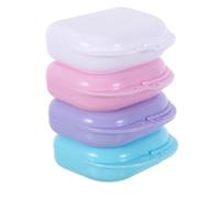 Yardenfun 4 Piezas Caja portátil para dentaduras postizas. orificios de ventilación de la caja de retención estuche rígido de retención estuche de bolsillo para prótesis parciales PP