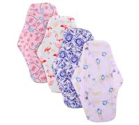 Yardenfun 4 piezas Compresas Menstruales de Bambú Reutilizables Almohadillas Higiénicas Transpirables con Alas Suaves y Cómodas para Mujer Uso Diario y Nocturno