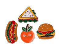 Yardenfun 4 Piezas Pins de Hamburguesa Hot Dog y Sándwich Accesorios y Divertidos para Ropa Mochilas y Gorras y