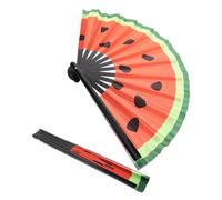 Yardenfun Abanicos Plegables Fluorescentes 2 Piezas Abanico de Mano Japonés Diseño Sandía Papel Resistente UV para Fiestas Bodas Festivales y Eventos al Aire Libre
