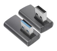 Yardenfun Adaptador USB 30 de 90 Grados Macho a Hembra Extensor USB Doble Curvatura Azul y Negro Aleación de Aluminio Paquete de 2 Unidades para Espacios Reducidos y Accesorios de