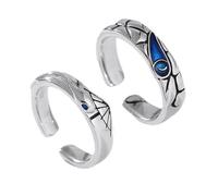 Yardenfun Anillos Vintage para Parejas Diseño Ojo Juego de 2 Anillos de Plata Retro K51 para Hombre y Mujer Joyas de San Valentín Accesorios de Moda para Obsequio Especial