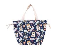 Yardenfun Bolsa de Almuerzo Portable de Lona Japonesa con Cordón Bolsa de Comida para Mujeres Diseño y Gran Capacidad y Ligera para Estudiantes y Oficinistas