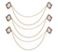 Yardenfun Broche de cadena para hombre (3 unidades): Pin clásico para solapa de traje con perla artificial, ideal para banquetes de boda y atuendo de oficina.