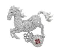 Yardenfun Broche Decorativo con Diseño Completo de Cristales Broche de Aleación con Motivo de Caballo Zodiacal y Bolsa de Dinero Alfiler Seguro para Prendas Accesorio Brillante para Vestidos