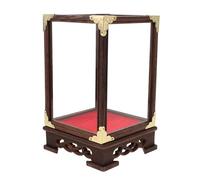 Yardenfun Caja de Exhibición Transparente de Vidrio con Estructura Robusta de Madera para Almacenamiento y Protección de Coleccionables Modelo Antiguo y Estatuillas con Base de Terciopelo