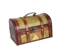 Yardenfun Caja de Madera Vintage Pequeño Baúl de Tesoro Retro para Almacenaje y Decoración Cofre de Madera para Joyería y Regalos Diseño Antiguo con Cerradura para Hogar y Color