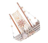 Yardenfun de Barco de Madera Decorativo con Náutico Figura Oceánica con Conchas y Miniatura para Decoración de Mesa Sala y Oficina Regalo Original