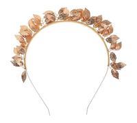 Yardenfun Diadema de Boda Vintage Estilo Barroco Hojas Metálicas Doradas, Accesorios Cabello de Novia, Tiara Artesanal para Fiesta, Baile y Compromiso