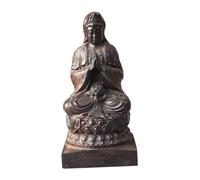 Yardenfun Estatua De Quan Yin Sentada Tallada En Madera De Agar, Tamaño 12 Cm, Figura De Buda para Decoración del Hogar y Escritorio, Adecuado para Espacios Espirituales y Regalos Budistas