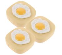 Yardenfun Estuche para Lentes de Contacto Portátil 3 Piezas Diseño 3D de Huevo Frito, Caja Ligera de Plástico para Viaje y Uso Diario, Soporte Compacto para Almacenamiento y