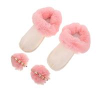 Yardenfun Forro Interior Cálido y Suave para Zapatos Cubre Zapatos Desmontable de Felpa Gruesa y Resistente al Viento con Pompón Rosa Talla para Invierno y Botines
