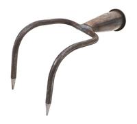 Yardenfun Gancho Cultivador de Tierra Manual de Metal Doble Punta, Cabezal de Rastrillo de Mano Resistente para Jardinería, Desherbado y Labrado en Patios y Huertos