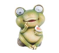 Yardenfun Lámpara Solar de Resina Diseño de Rana Adorable Luz Nocturna para Jardín Exterior Decoración para Patio y Terraza Estatua Luminosa Resistente para Uso Exteriores