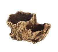 Yardenfun Maceta Creativa de Cemento con Forma de Tocón Madera Simulada Doble Compartimento Macetero Vintage para Suculentas Decoración Interior y Exterior Color Amarillo