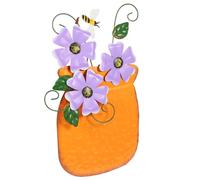 Yardenfun Maceta Decorativa de Pared de Hierro Pintado Color Naranja Soporte Colgante Artesanal para Decoración de Jardín Terraza y Hogar Adorno Mural Metálico Tridimensional