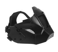 Yardenfun Máscara Mitad Rostro Samurái Punk Cibernético Negra Casco Futurista Steampunk para Hombres Compatible con Cosplay y Fiestas de Halloween