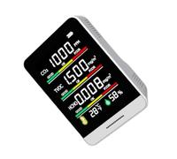 Yardenfun Medidor Profesional de Calidad del Aire Co2 Sensor Hcho y Alarma Sonora y Luminosa para Interiores Batería de 1200ma y Cuerpo de Vidrio Blanco