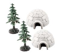 Yardenfun Mini Modelos de Casas de Hielo de Plástico 4 Piezas, Decoración Navideña Árboles de Navidad Pequeños, Figuras Decorativas para Mesa de Arena y Paisaje en Hogar, Estantería