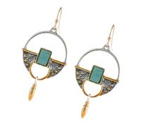 Yardenfun Pendientes Colgantes Vintage Incrustación De Lapislázuli, Estilo Retro Triangular, Para Mujer, Joyas Elegantes Para Uso Diario y Ocasiones Obsequios, Par Único