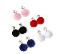 Yardenfun Pendientes De Mujer Pompones Esponjosos Colgantes Accesorios De Bolas De Pelo Multicolor Estilo Sencillo Para Uso Diario y Obsequio 5 Pares