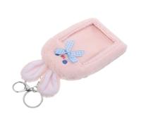 Yardenfun Plush Rabbit Badge Holder Keychain Soft Protective Card Case For Bus Cards and ID Cute K-Pop Style Gift For Students and Friends