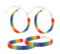 Yardenfun Pulsera Arcoíris Tejida Unisex Amistad Algodón Ajustable Para Hombre y Mujer Uso Diario Conjunto 4 Piezas Blanca