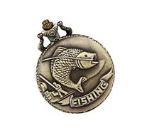 Yardenfun Reloj de Bolsillo Vintage de Bronce Retro con Diseño de de Cuarzo Duradero Cadena Resistente y Clásico para Pesca