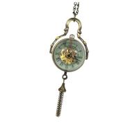 Yardenfun Reloj de Bolsillo Vintage Mecánico con Esfera Hueca y Collar Decorativo Diseño Retro Elegante Mecanismo Manual Color Bronce Antiguo para Diario y