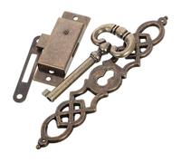 Yardenfun Reloj de Pie Puerta Cilíndrica de Metal Antiguo, Kit de Bricolaje Cerradura Mecánica, Llave y Bisagras Vintage para Reparación y Decoración de Reloj Mecánico